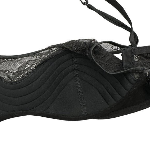 Clavin Klein Bra Womens 34B Black Bandeau Lace Adjustable Straps Lightly Padded - Picture 7 of 9